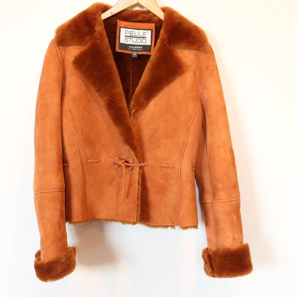 Wilsons vintage Leather Brown shearling fur lined Jacket - Picture 2 of 15